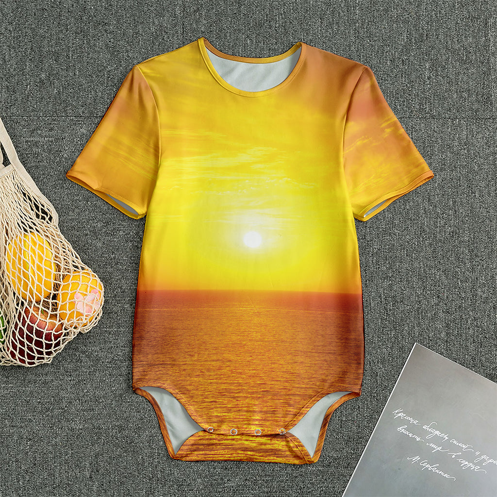 Sunset Over Sea Print Men's Bodysuit
