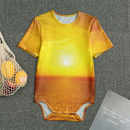 Sunset Over Sea Print Men's Bodysuit