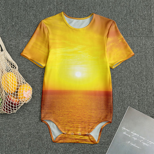 Sunset Over Sea Print Men's Bodysuit