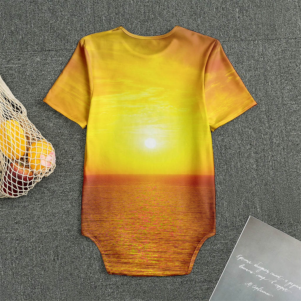 Sunset Over Sea Print Men's Bodysuit
