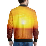 Sunset Over Sea Print Men's Bomber Jacket
