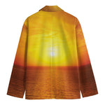 Sunset Over Sea Print Men's Cotton Blazer
