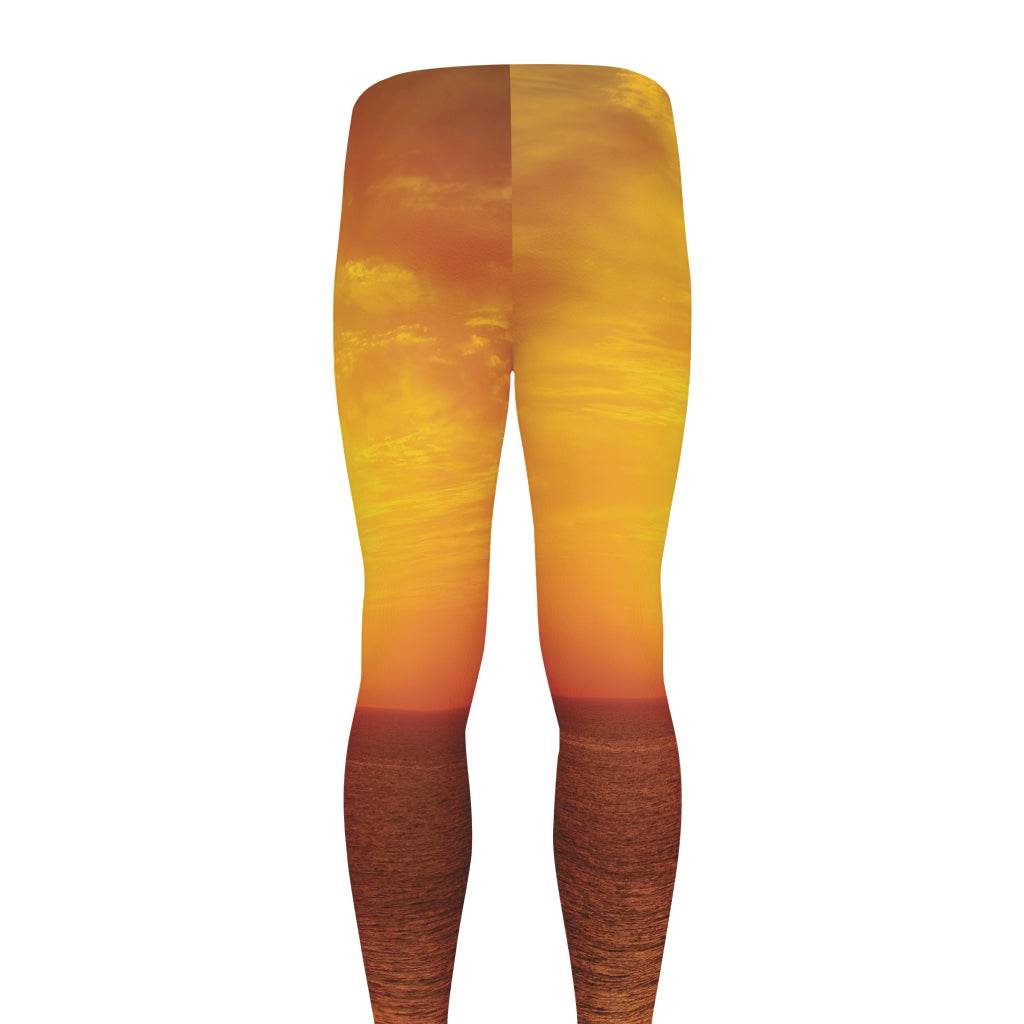 Sunset Over Sea Print Men's leggings