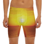 Sunset Over Sea Print Men's Long Boxer Briefs