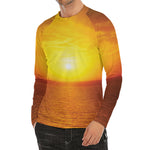 Sunset Over Sea Print Men's Long Sleeve Rash Guard