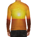 Sunset Over Sea Print Men's Long Sleeve Rash Guard