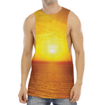Sunset Over Sea Print Men's Muscle Tank Top