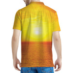 Sunset Over Sea Print Men's Polo Shirt