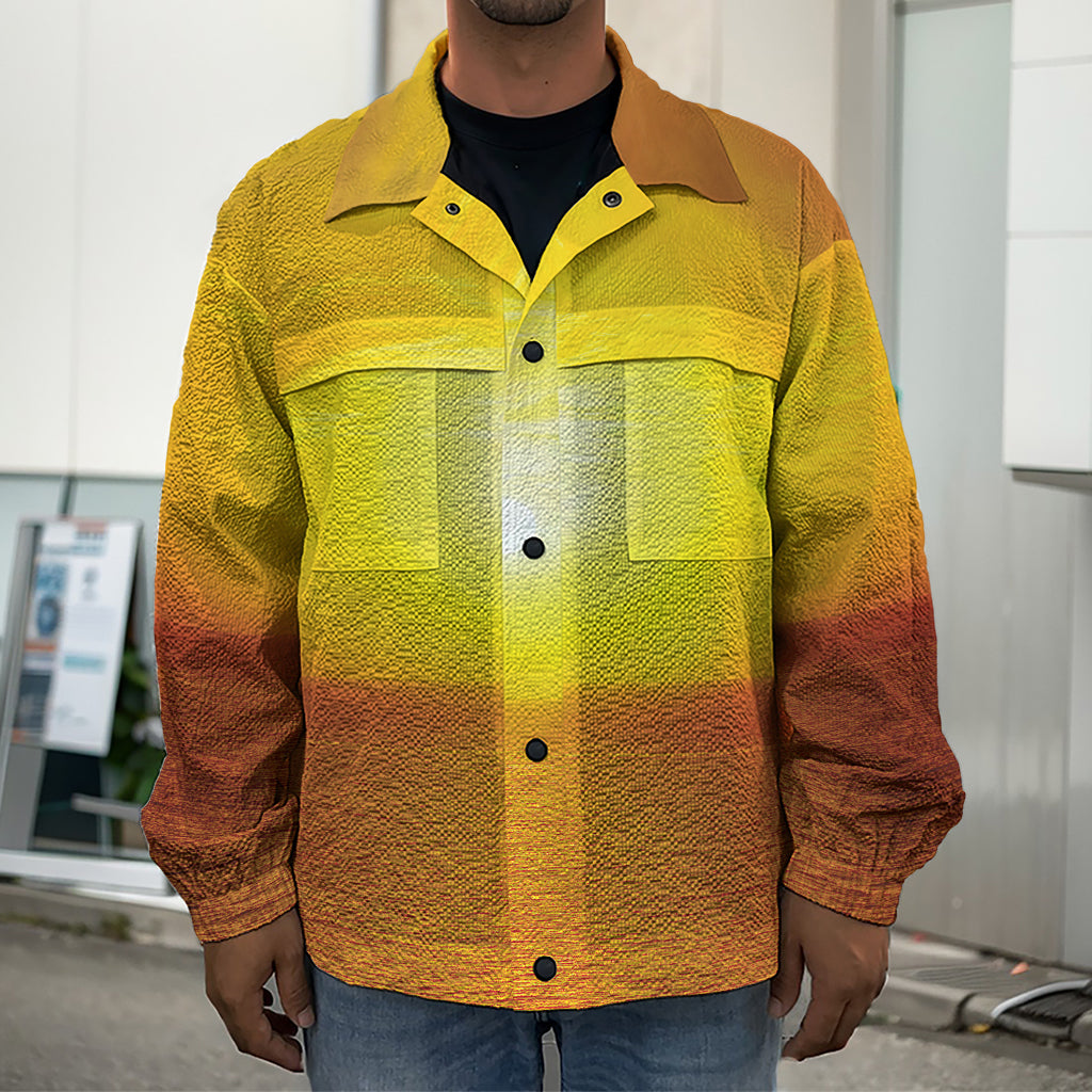 Sunset Over Sea Print Men's Shirt Jacket