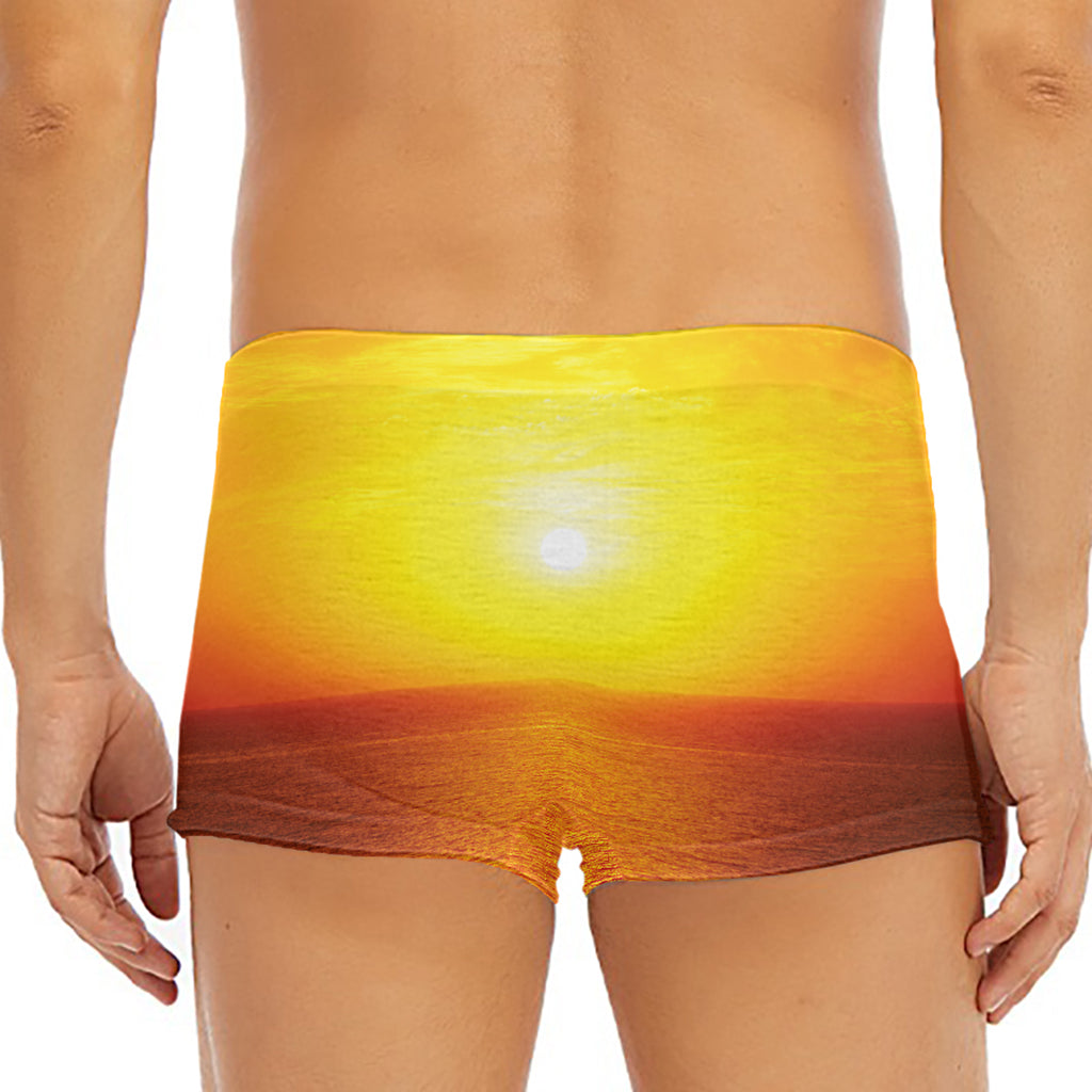 Sunset Over Sea Print Men's Short Boxer Briefs