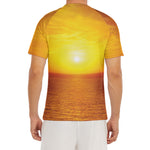 Sunset Over Sea Print Men's Short Sleeve Rash Guard