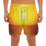 Sunset Over Sea Print Men's Split Running Shorts