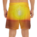 Sunset Over Sea Print Men's Split Running Shorts