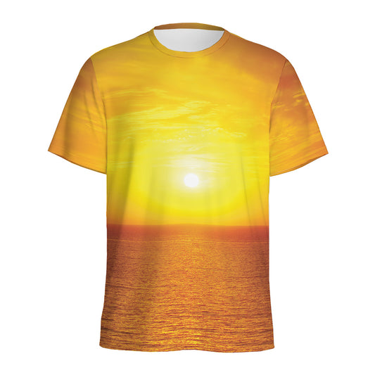 Sunset Over Sea Print Men's Sports T-Shirt