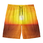 Sunset Over Sea Print Men's Swim Trunks