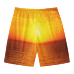 Sunset Over Sea Print Men's Swim Trunks