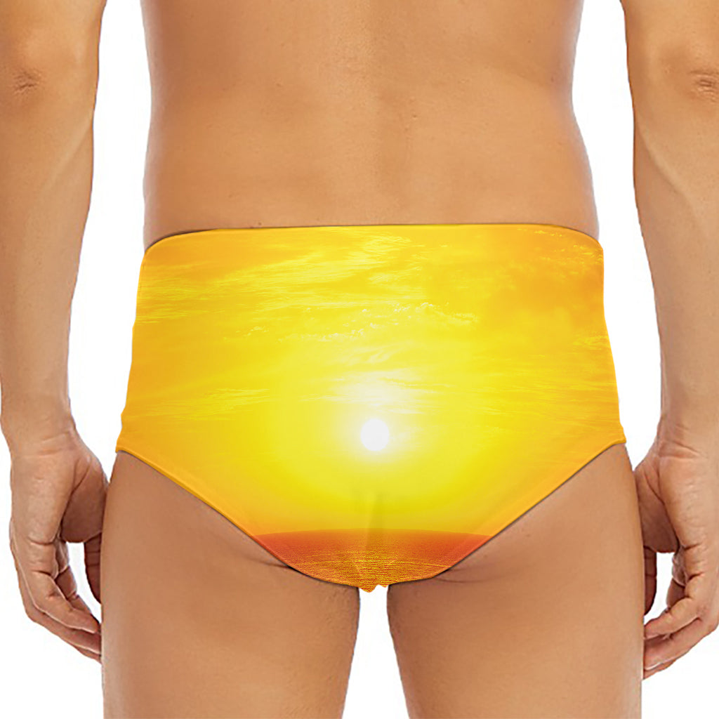 Sunset Over Sea Print Men's Triangle Swim Briefs