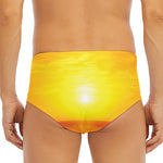 Sunset Over Sea Print Men's Triangle Swim Briefs