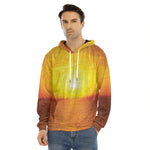 Sunset Over Sea Print Men's Velvet Pullover Hoodie