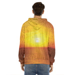 Sunset Over Sea Print Men's Velvet Pullover Hoodie