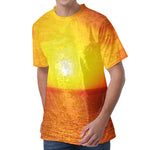 Sunset Over Sea Print Men's Velvet T-Shirt