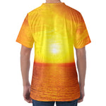 Sunset Over Sea Print Men's Velvet T-Shirt