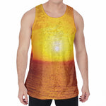 Sunset Over Sea Print Men's Velvet Tank Top