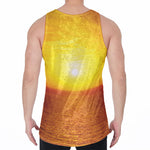 Sunset Over Sea Print Men's Velvet Tank Top