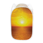 Sunset Over Sea Print Mesh Laundry Hamper