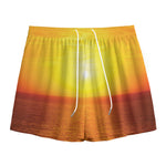 Sunset Over Sea Print Mesh Shorts