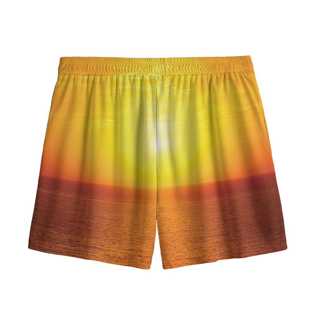Sunset Over Sea Print Mesh Shorts