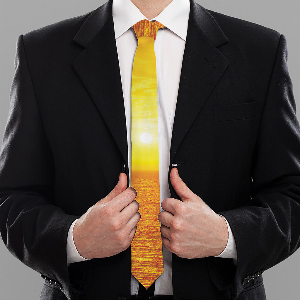 Sunset Over Sea Print Necktie