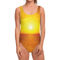 Sunset Over Sea Print One Piece Swimsuit