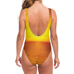Sunset Over Sea Print One Piece Swimsuit