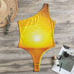 Sunset Over Sea Print One Shoulder Bodysuit