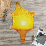 Sunset Over Sea Print One Shoulder Bodysuit