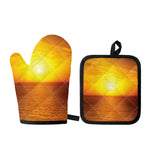 Sunset Over Sea Print Oven Mitt And Pot Holder Set