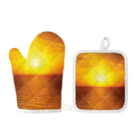 Sunset Over Sea Print Oven Mitt And Pot Holder Set