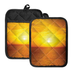 Sunset Over Sea Print Pot Holders With Pocket