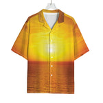 Sunset Over Sea Print Rayon Hawaiian Shirt
