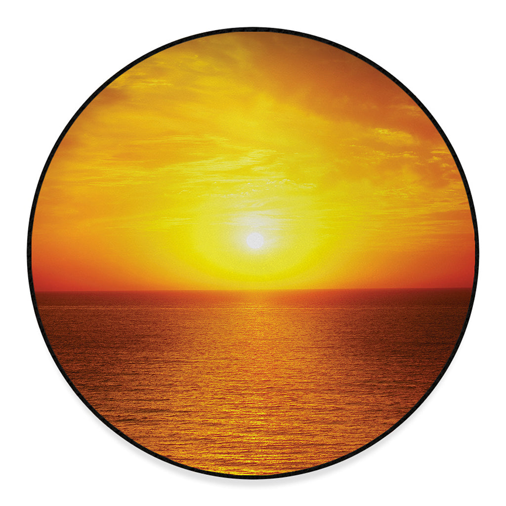 Sunset Over Sea Print Round Floor Mat