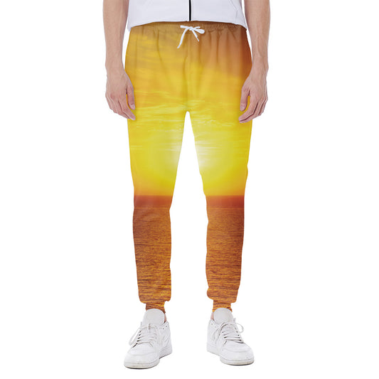 Sunset Over Sea Print Scuba Joggers