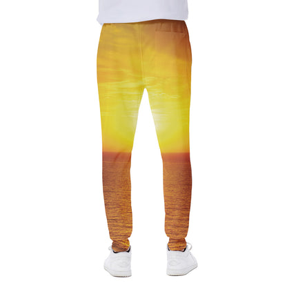 Sunset Over Sea Print Scuba Joggers