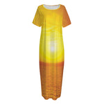 Sunset Over Sea Print Short Sleeve Long Nightdress
