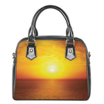 Sunset Over Sea Print Shoulder Handbag