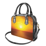 Sunset Over Sea Print Shoulder Handbag