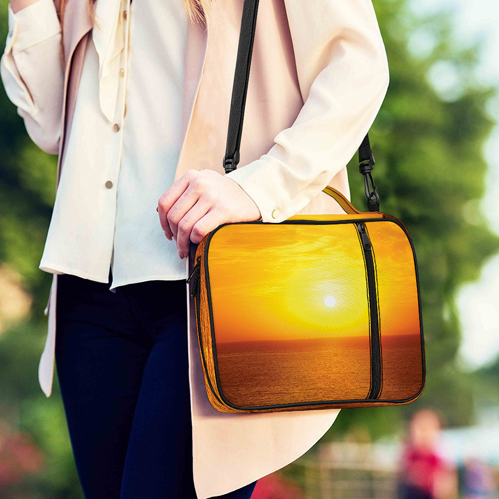 Sunset Over Sea Print Shoulder Strap Bible Bag