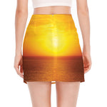 Sunset Over Sea Print Side Slit Mini Skirt
