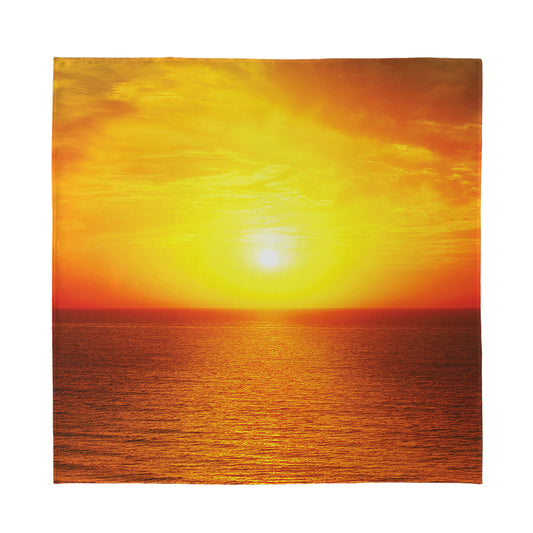 Sunset Over Sea Print Silk Bandana