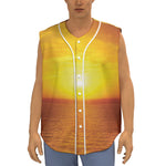 Sunset Over Sea Print Sleeveless Baseball Jersey